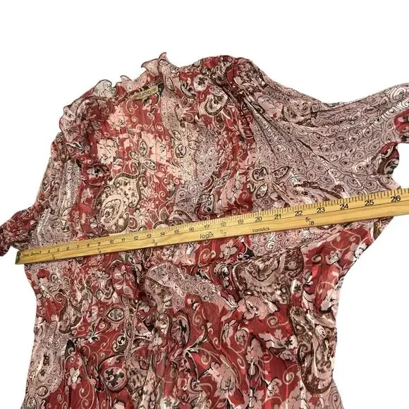 Vtg Notations Womens Sz XL Y2K Scarf Print Babydoll Fairy Top Sheer Layering Tie - Picture 14 of 15